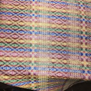 4 yards Fabric Thai Lao brocade fabric silk jacquard red blue yellow